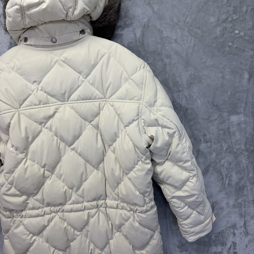 Lauren Ralph Lauren Size S Womens Down Puffer Coat Jacket White Fur Trim Hood - Picture 6 of 16